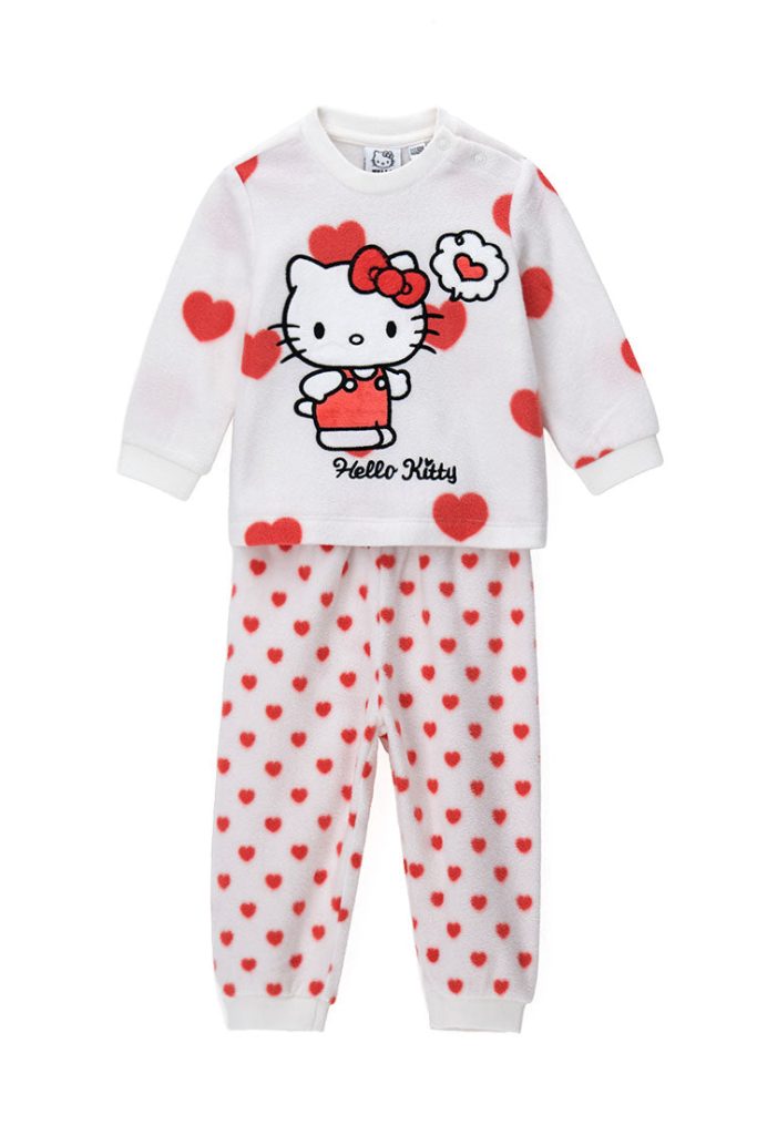 Pyjama bébé fille HELLO KITTY Bonne nuit avec col ML