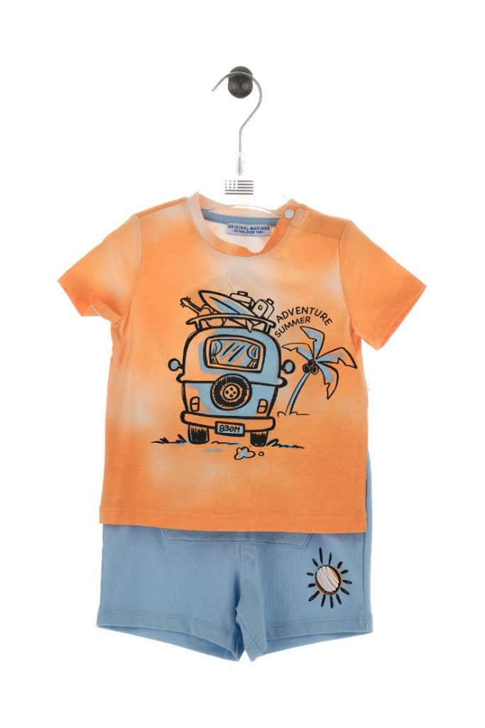 Ensemble t-shirt et bermuda bébé garçon mandarine 1