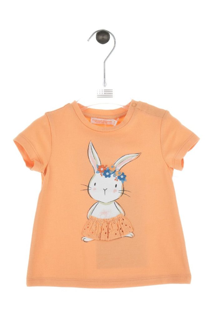 T-shirt bébé fille mandarine avec application