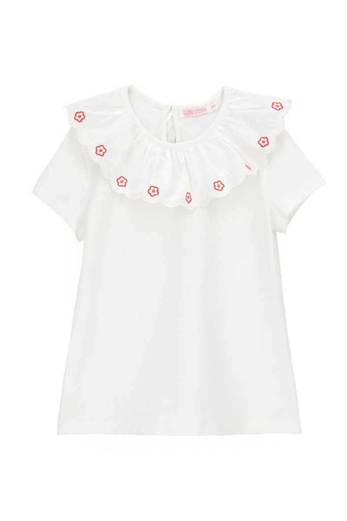 T-shirt brodé à col fille « House Of Flowers »