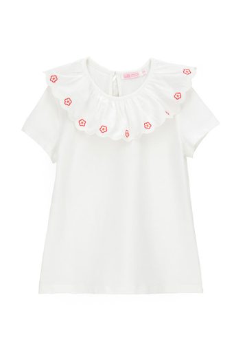 T-shirt brodé à col fille « House Of Flowers »
