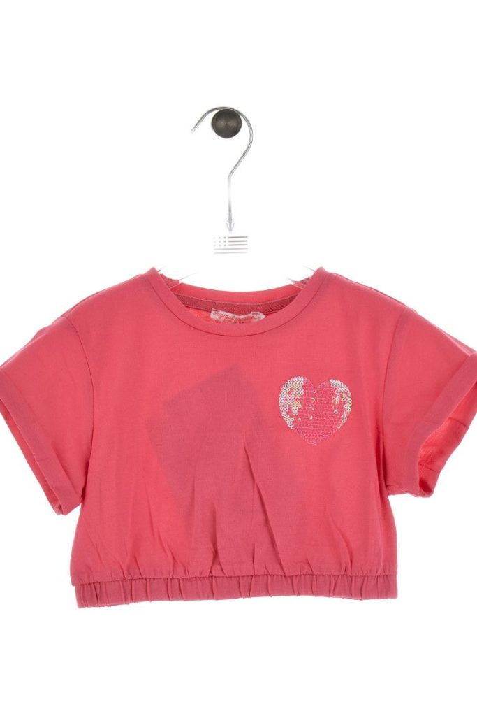 T-shirt fille actif avec cœur fluorescent