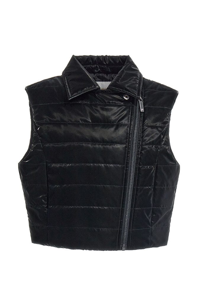 Gilet en nylon noir et blanc pour adolescente
