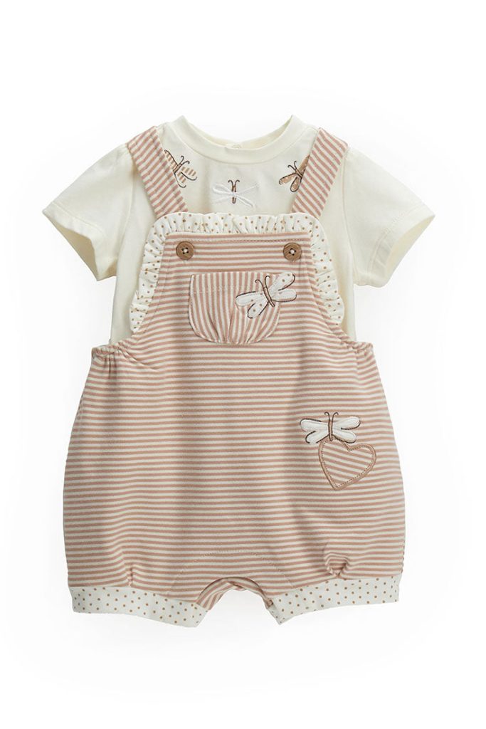 Ensemble t-shirt et salopette pour nouveau-né fille Wet Sand