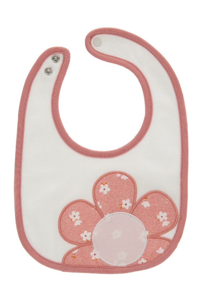 Bavoir en coton pour nouveau-né fille Rose Tea