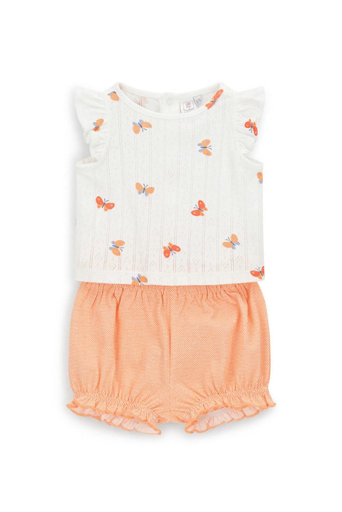 Ensemble t-shirt et collants Tangerine pour nouveau-né fille 1