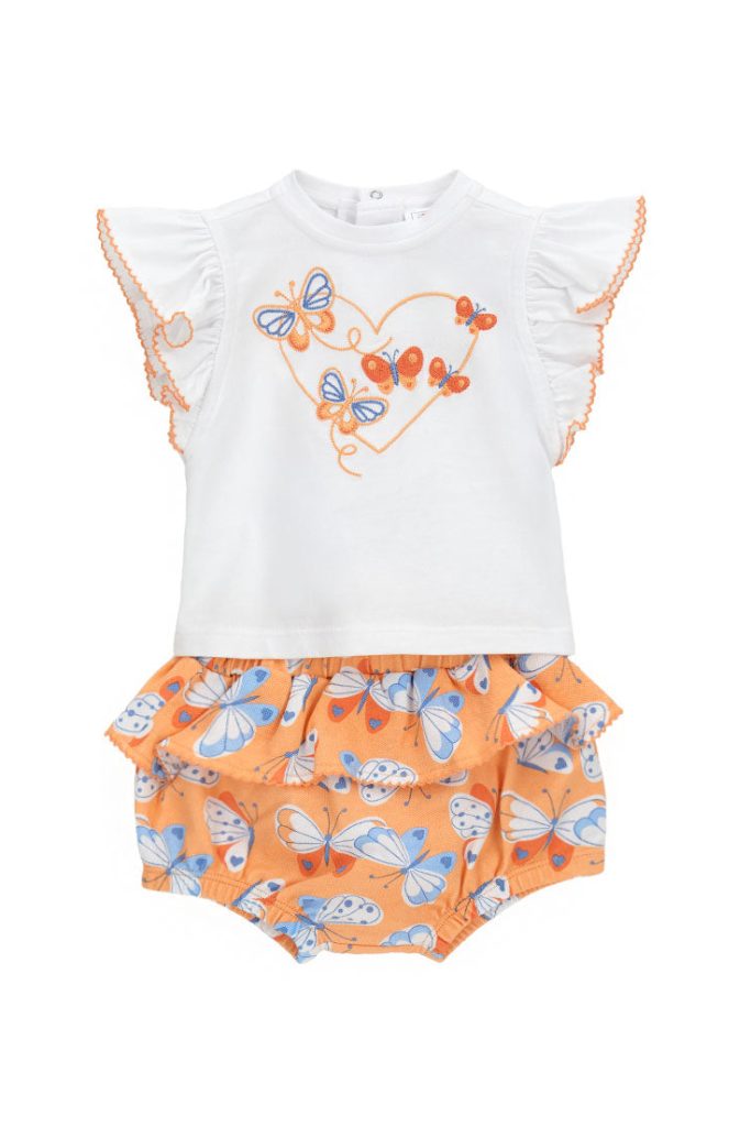 Ensemble t-shirt et collants Tangerine pour nouveau-né fille