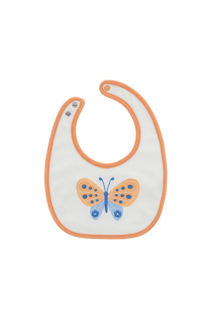 Bavoir en coton pour nouveau-né fille mandarine