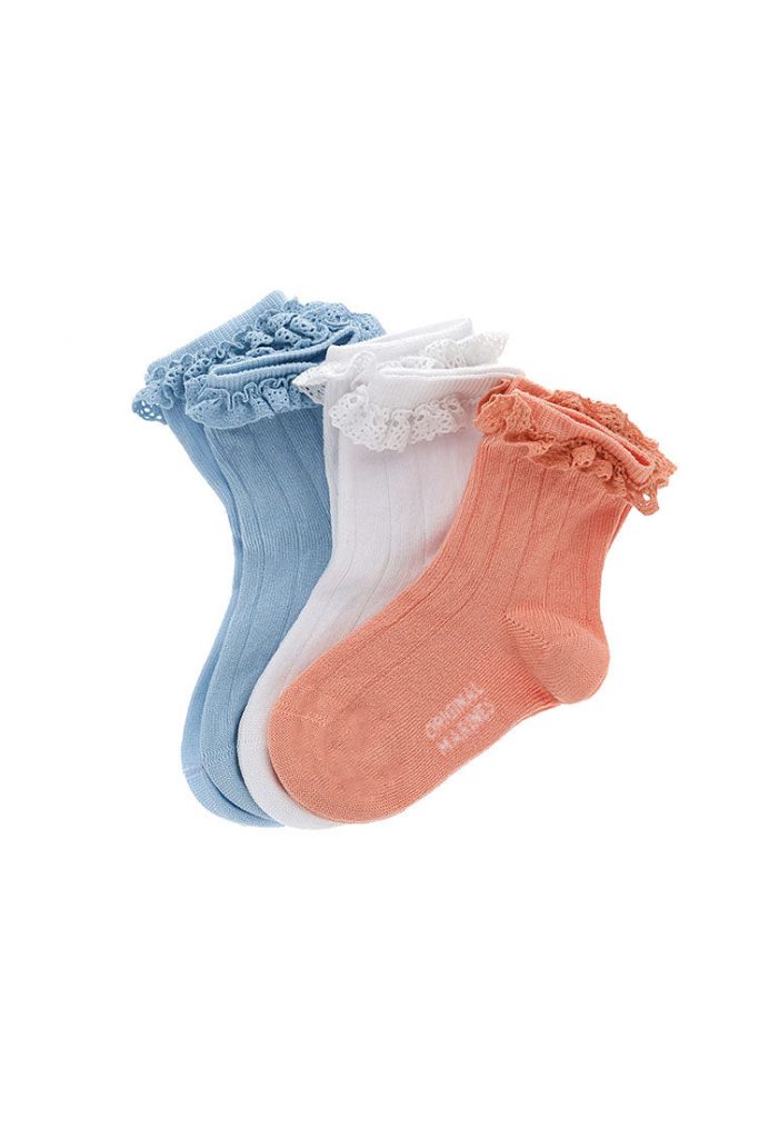 Lot de trois chaussettes côtelées Mademoiselle Girl