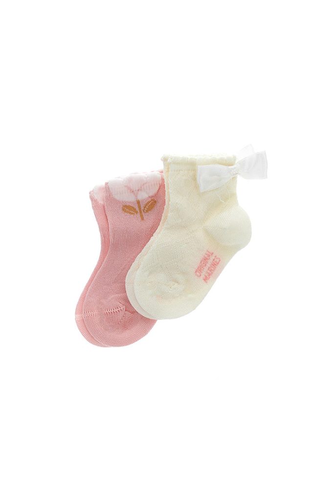 Lot de deux paires de chaussettes pour bébé fille avec nœud pour journée spéciale