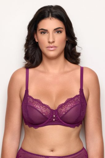 Soutiens-gorge balconnet tendance en dentelle à volants et résille pour femme