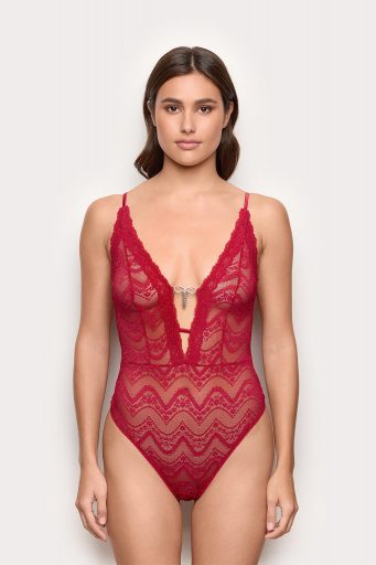 Body de Noël en dentelle intégrale pour femme