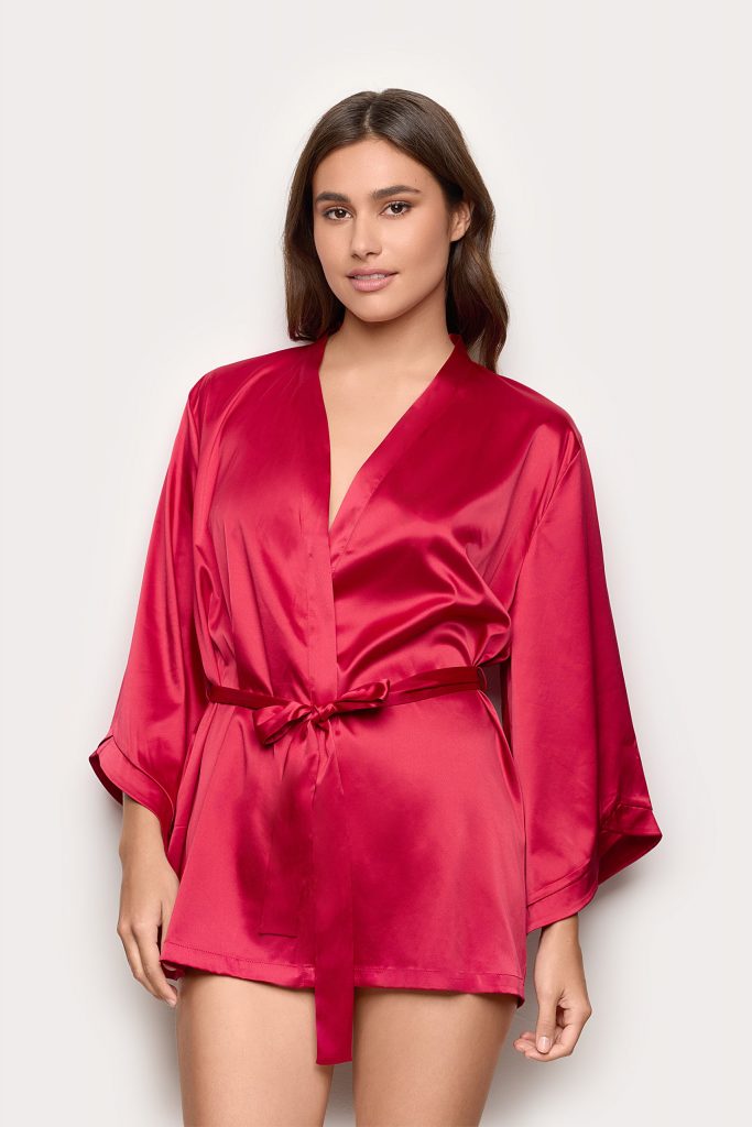 Kimono de Noël Joyeux en satin avec fibres recyclées pour femme