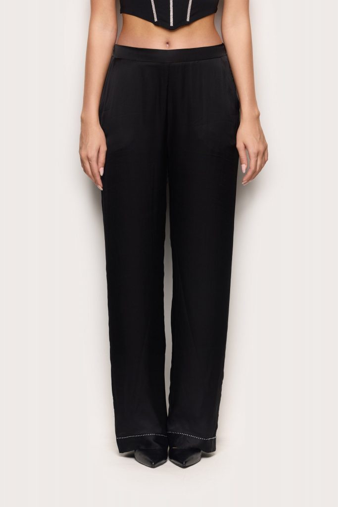 Pantalon en satin brillant VISCOSE SATIN Femme