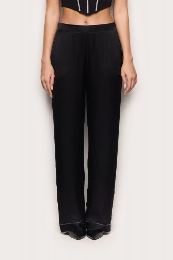 Pantalon en satin brillant VISCOSE SATIN Femme