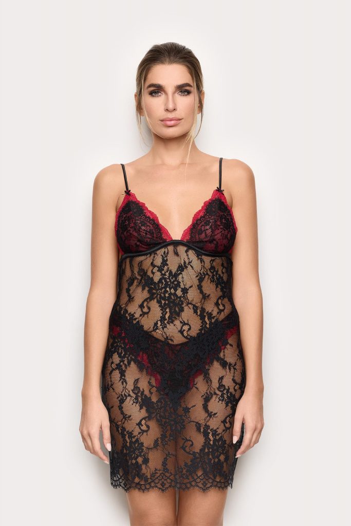 Chemise romantique entièrement en dentelle + dentelle pour femme