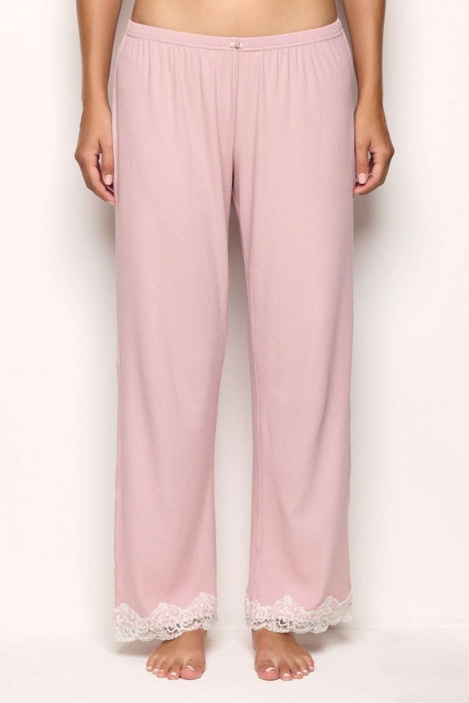 Pantalon côtelé basique en modal/coton pour femme