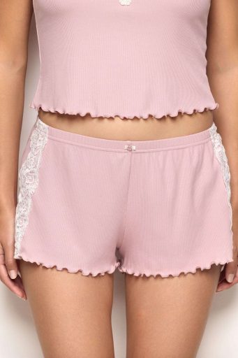 Short basique côtelé en modal/coton pour femme