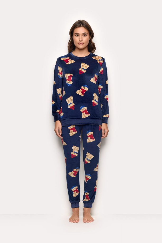 Pyjama d’hiver caniche en chenille pour femme