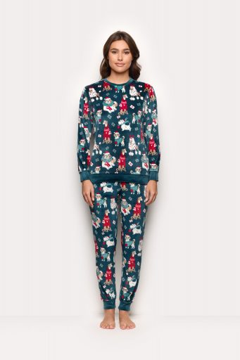 Pyjama pour chien de famille 06 en chenille imprimée pour femme