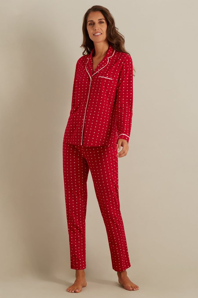Pyjama long femme coucou de Noël avec ouverture sur le devant