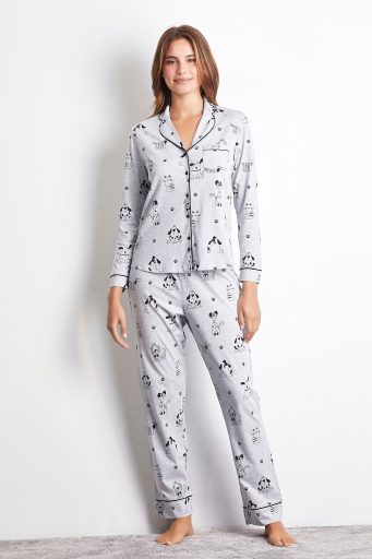 Pyjama long pour femme Best Friends avec ouverture sur le devant