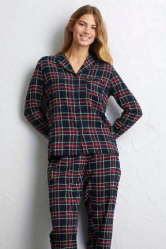 Pyjama long femme Tartan Family avec ouverture devant 2