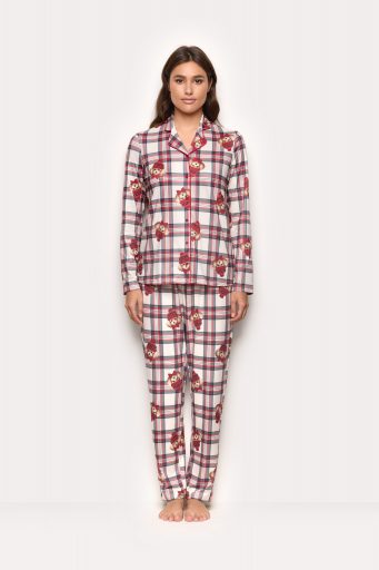 Pyjama d’hiver à motifs caniches, jersey pêche à la main, femme