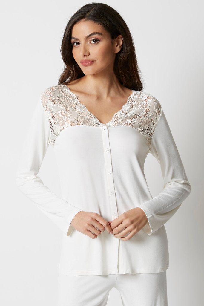 Pyjama femme Primula à manches longues avec ouverture sur le devant