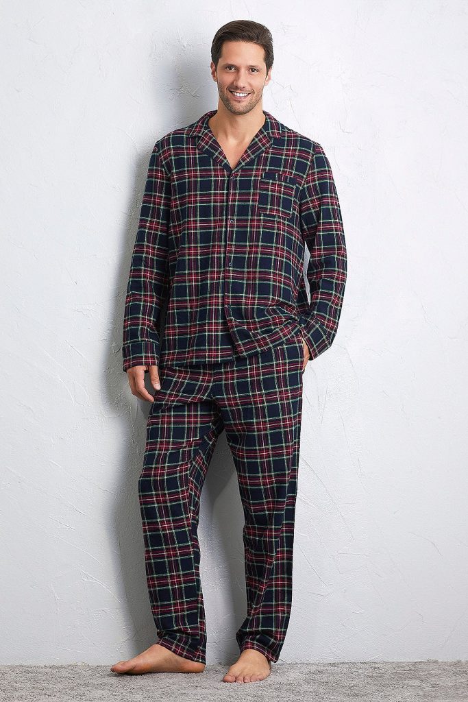 Pyjama long Tartan Family Man avec ouverture sur le devant 3